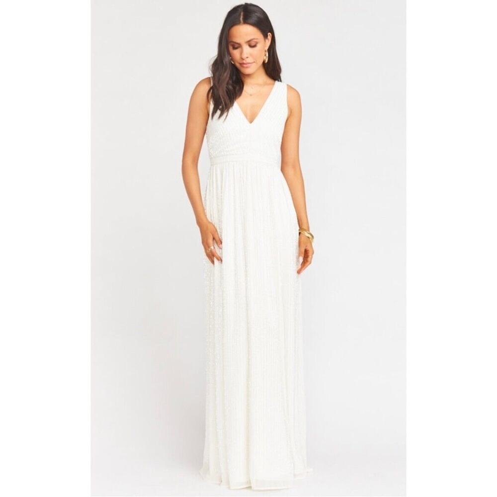 show me your mumu grace maxi dress ivory white beaded women medium